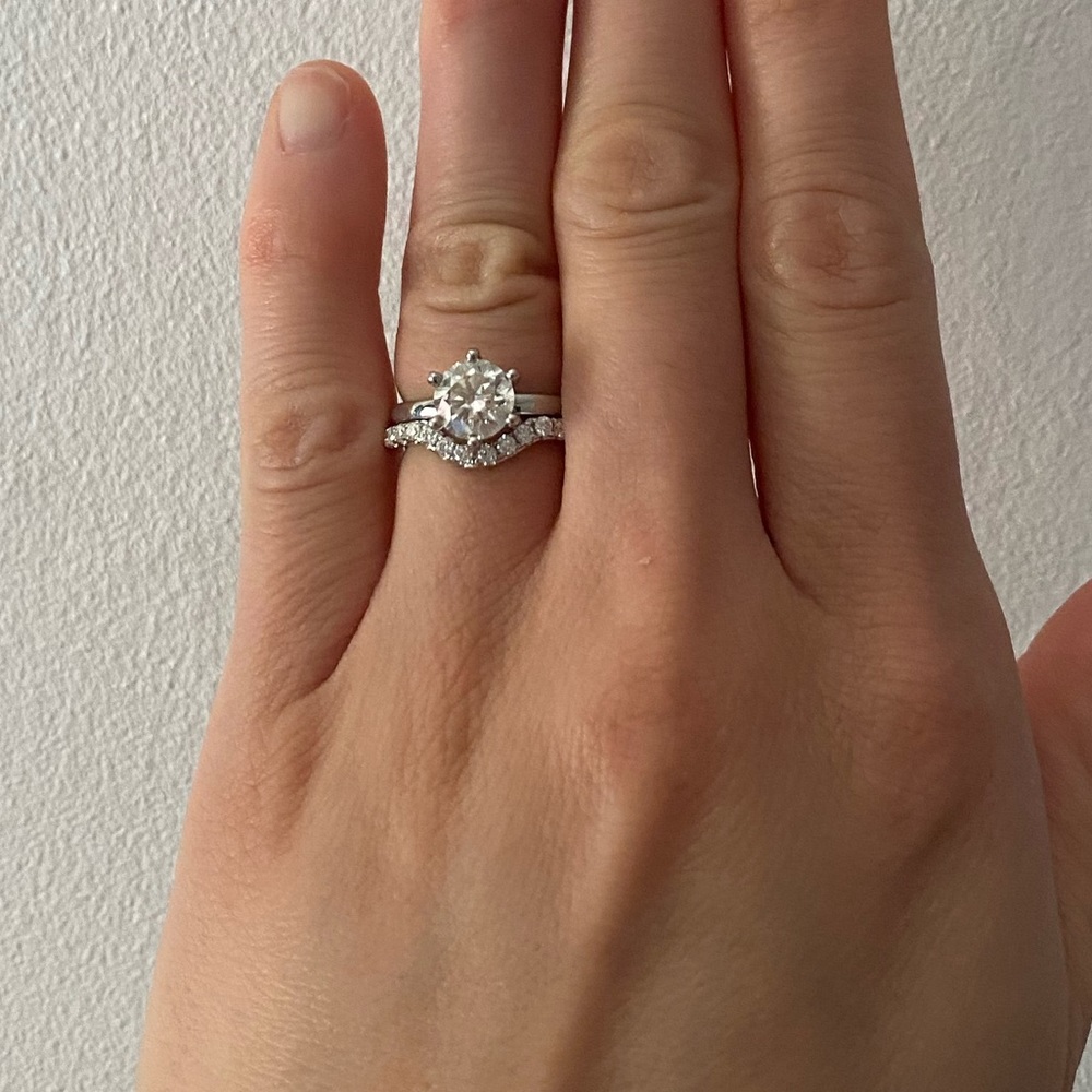 Curved Moissanite Halfeternity Stackable Ring Band - image 6